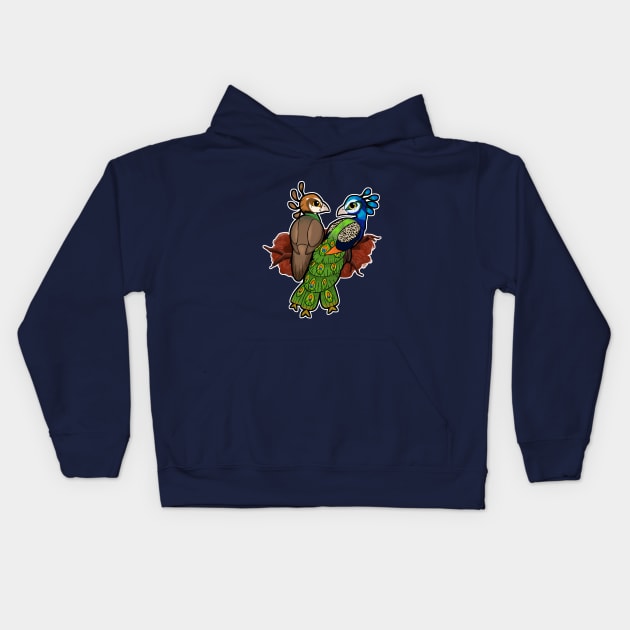 Indian Peafowl Kids Hoodie by Almond_Natz